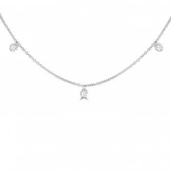 18ct White Gold Triple Floating Diamond necklet chain