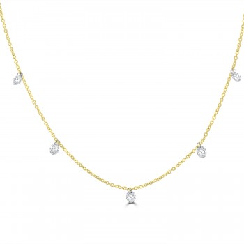 18ct Gold 5-stone Floating Diamond Necklet chain