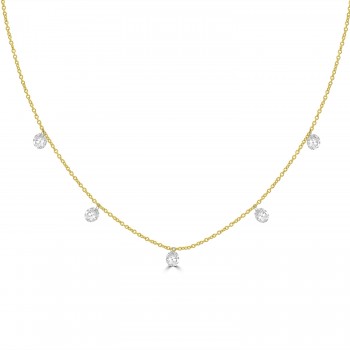 18ct Gold 5-stone Floating Diamond Necklet chain