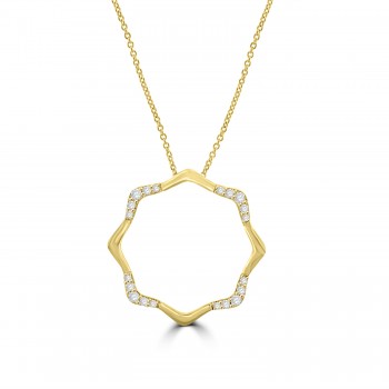 18ct Gold Open Star shaped Diamond pendant chain