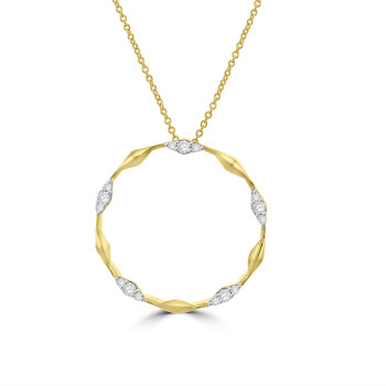 18ct Gold Twisted Circle Diamond pendant chain