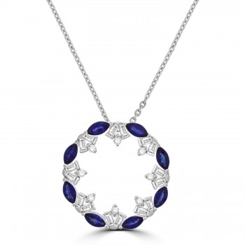18ct White Gold Sapphire and Diamond Circle of Life pendant