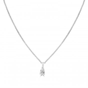 18ct White Gold Pear .17ct Diamond Solitaire Pendant chain