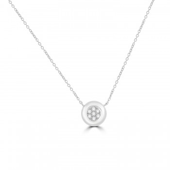 18ct White Gold Pave Diamond Bezel pendant chain