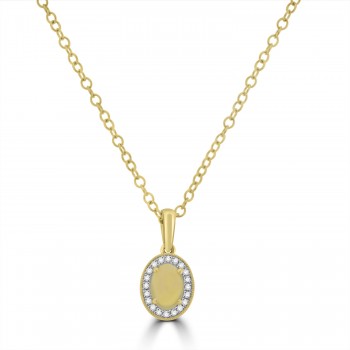 18ct Yellow Gold Opal and Diamond Pendant