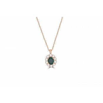 18ct Yellow Gold Emerald and Diamond Pendant