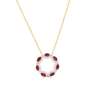 18ct Gold Ruby and Diamond Circle of Life pendant chain 18ct Gold Ruby and Diamond Circle of Life pendant chain