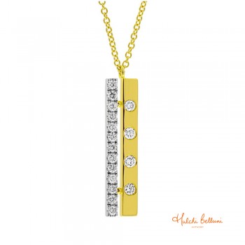 18ct Two-Tone Gold Diamond Cubini pendant chain
