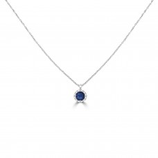 18ct White Gold Sapphire and Diamond Halo pendant chain