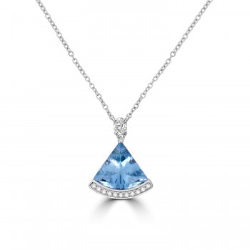 18ct White Gold Aqua Kite and Diamond pendant chain