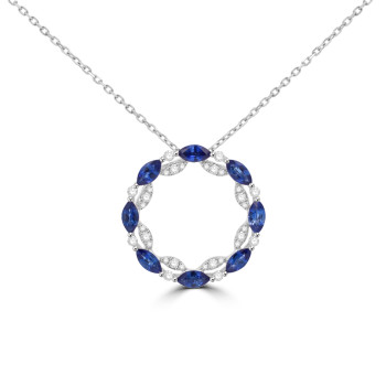 18ct White Gold Sapphire Diamond Circle of Life pendant chain 18ct White Gold Sapphire Diamond Circle of Life pendant chain