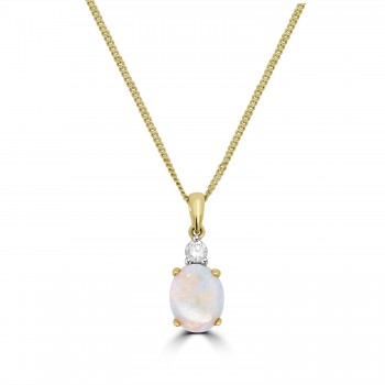 9ct Gold Opal and Diamond Pendant