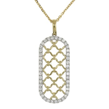18ct Gold Diamond Filigree Oblong pendant chain