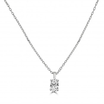 18ct White Gold Solitaire Oval Diamond pendant