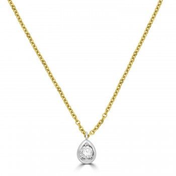 18ct Gold Solitaire Illusion Pear Diamond pendant chain