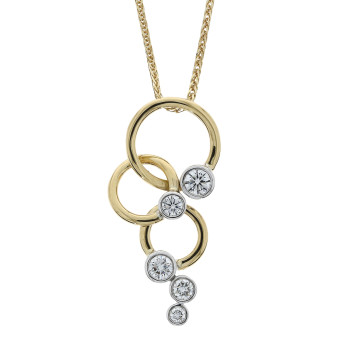 18ct Gold Diamond Bubble Circle pendant chain