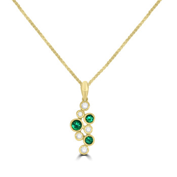 18ct Gold Emerald and Diamond Bubble Pendant chain 18ct Gold Emerald and Diamond Bubble Pendant chain