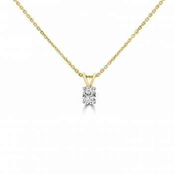18ct Gold Oval Solitaire DSi1 Diamond Pendant