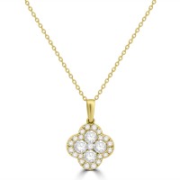 18ct Gold Diamond Clover pendant chain