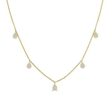 18ct Gold Pave Diamond Pear Drop Necklet