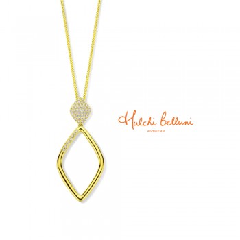 18ct Gold and Pave Diamond Open Pendant by Hulchi Belluni