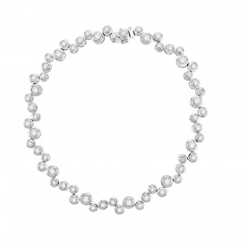 18ct White Gold Diamond Rubover Scatterset Bracelet