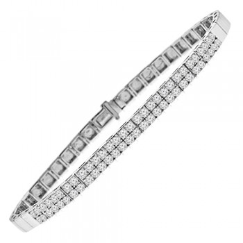 18ct White Gold Diamond Double Row Sectioned Bracelet