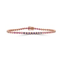 18ct Rose Gold Rainbow Sapphire, Ruby & Diamond Tennis Bracelet