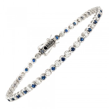 18ct White Gold Sapphire & Diamond Tennis Bracelet