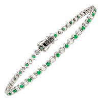 18ct White Gold Emerald & Diamond Tennis Bracelet