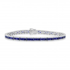 18ct White Gold Sapphire and Diamond 3-row Bracelet