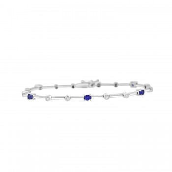 18ct White Gold Sapphire and Diamond Rod bracelet
