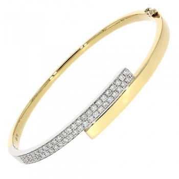 18ct Two-Tone Gold Diamond Cross Over Bangle