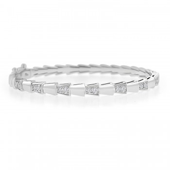 18ct White Gold Diamond Wedge Bangle
