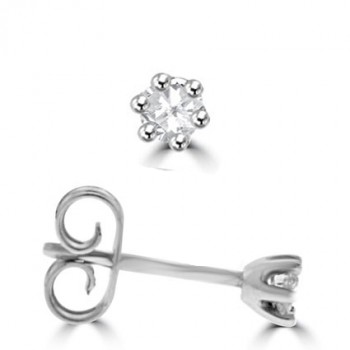9ct White Gold Solitaire .20ct Diamond Stud Earrings