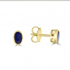 9ct Gold Oval Sapphire Solitaire stud earrings