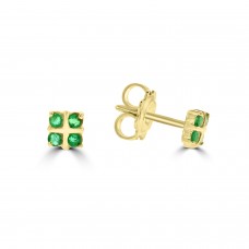 9ct Gold 2x2 Emerald Stud Earrings