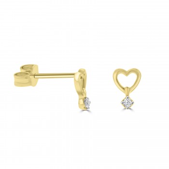 9ct Gold Open Heart Diamond Drop Stud Earrings