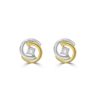 9ct Gold Two Tone Diamond Stud earrings
