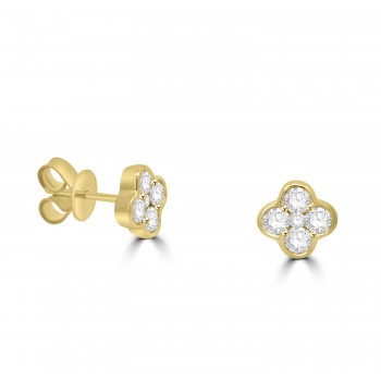 9ct Gold Diamond Clover Stud earrings
