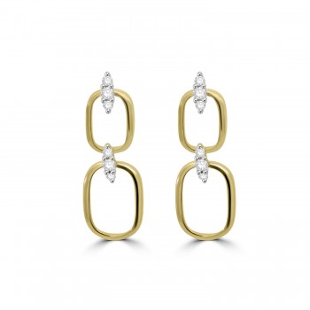 9ct Gold Two-Tone Oblong Drop Earrings