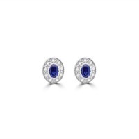 9ct White Gold Rubiver Sapphire and Diamond stud earrings