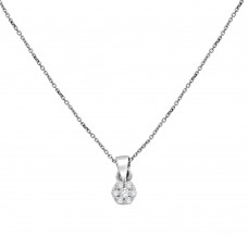 9ct White Gold Daisy Cluster Diamond Pendant Chain