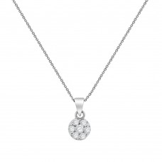 9ct White Gold Diamond Daisy Cluster Pendant Chain