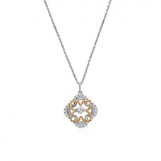 9ct White & Rose Gold Diamond Shimmer Clover Pendant 16