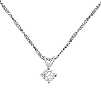 9ct White Gold .20ct Diamond Solitaire Pendant Chain 9ct White Gold .20ct Diamond Solitaire Pendant Chain