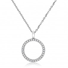 9ct White Gold Diamond Circle of Life Pendant Chain