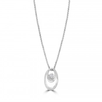 9ct White Gold .10ct Diamond Oval Spiral Pendant