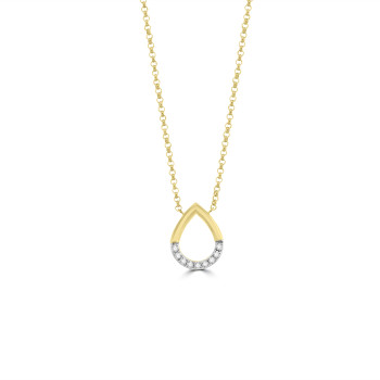 9ct Gold Diamond set Open Pear pendant chain
