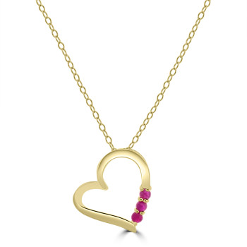 9ct Gold Greenland Ruby Heart Pendant Chain
